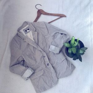 J Crew Blue & White Stripped Blazer sz 4